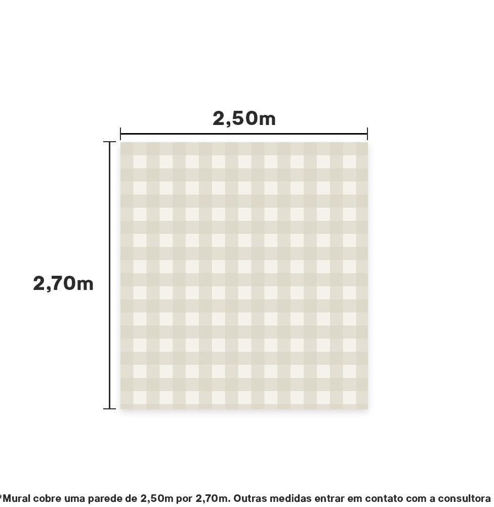 PAPEL DE PAREDE ADESIVO XADREZ MÉDIO BEGE 2,50 X 2,70 M - BOTA FORA