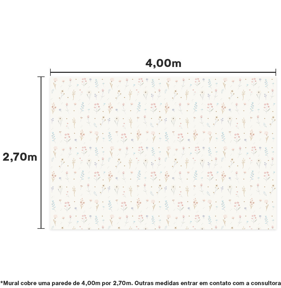 PAPEL DE PAREDE ADESIVO FLORES CANDY 4,00 X 2,70 M - BOTA FORA