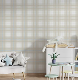 PAPEL DE PAREDE ADESIVO XADREZ CLASSIC AZUL E BEGE 2,50 X 1,70 M - BOTA FORA