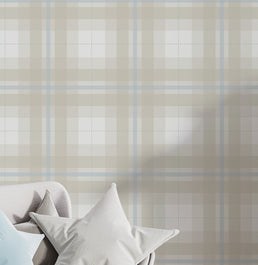 PAPEL DE PAREDE ADESIVO XADREZ CLASSIC AZUL E BEGE 2,50 X 1,70 M - BOTA FORA