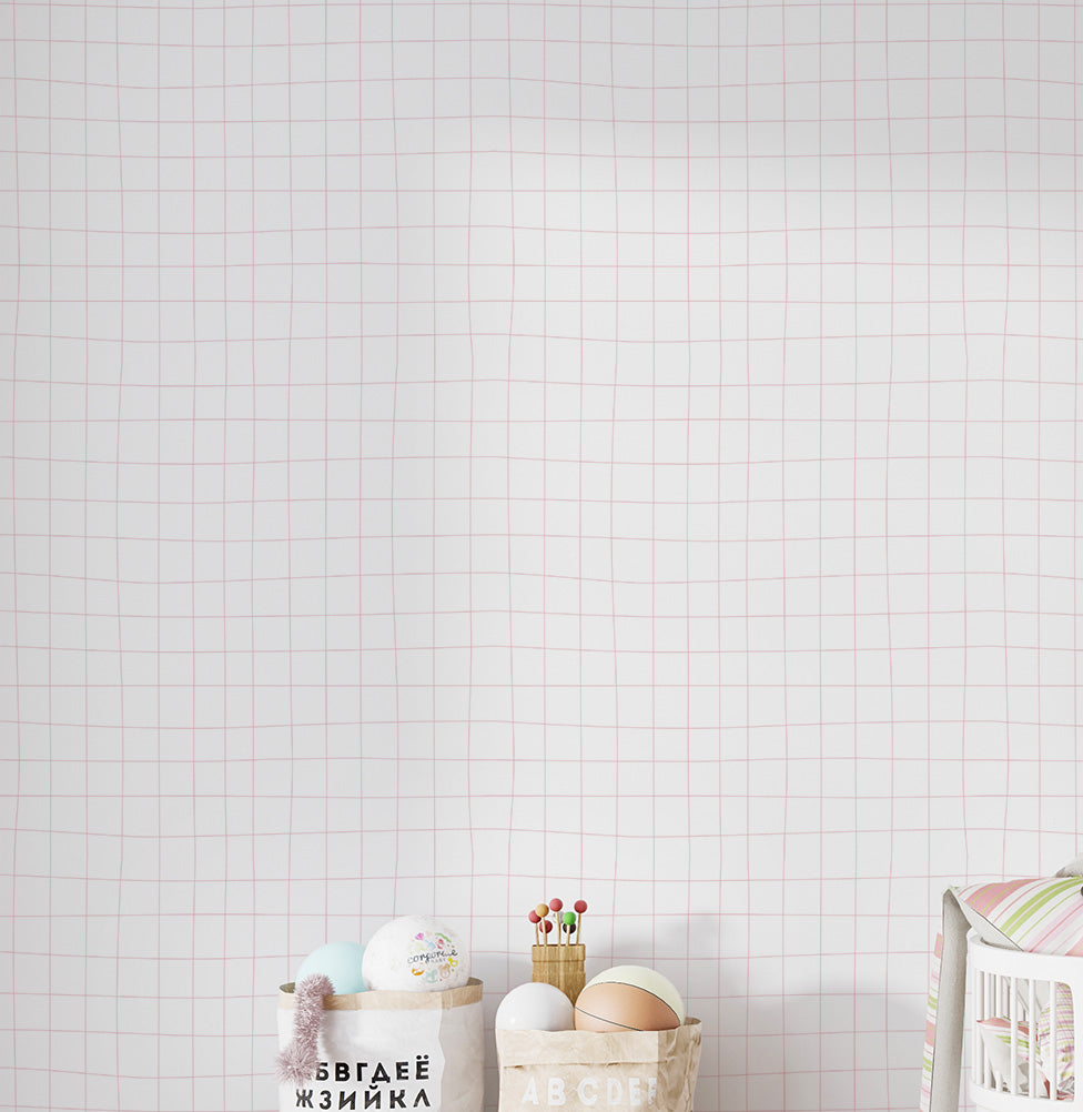 PAPEL DE PAREDE ADESIVO GRIDE ROSA 3,00 X 2,70 M - BOTA FORA