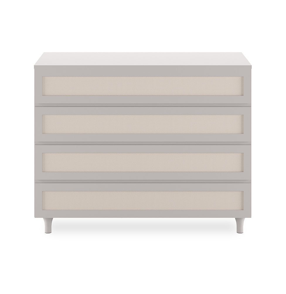 Cômoda de Bebê Haus Nature com Palha e 4 Gavetas Greige 110cm