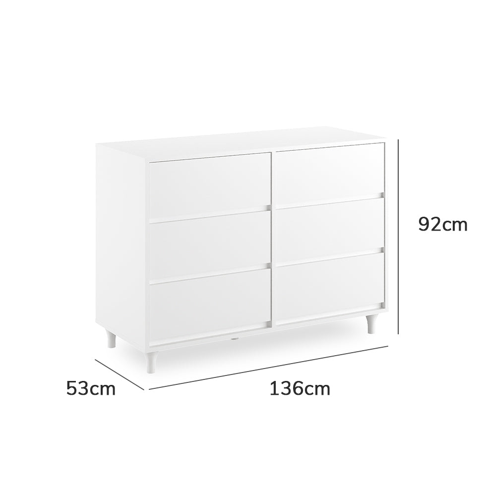 Cômoda de Bebê Haus Nature 6 Gavetas - Branco