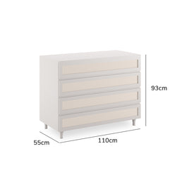 Cômoda de Bebê Haus Nature com Palha e 4 Gavetas Greige 110cm