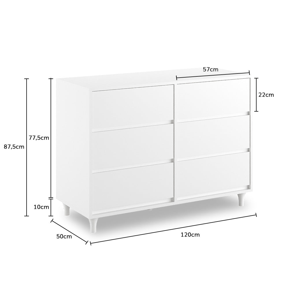 Cômoda de Bebê Haus Nature 6 Gavetas - Branco