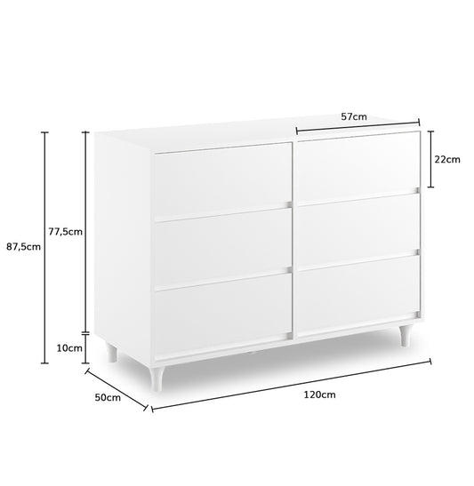 Cômoda de Bebê Haus Nature 6 Gavetas - Branco