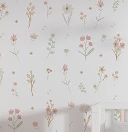 Papel de Parede Infantil Flores Candy – Verde e Rosa