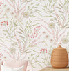 Papel de Parede Infantil Floral Secrets – Rosa Fundo Branco