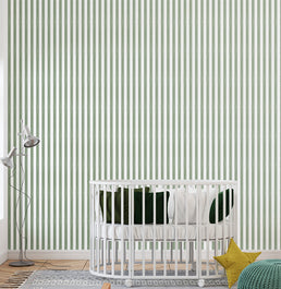 Papel de Parede Infantil Listra Média Aquarela - Verde Seco