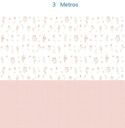 Papel de Parede Infantil Flores Candy Verde e Rosa com Linho – Mural