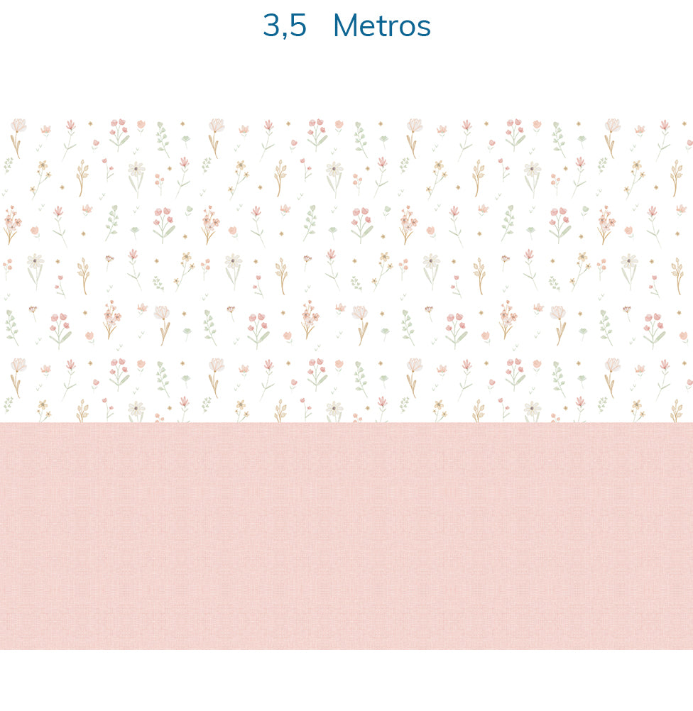 Papel de Parede Infantil Flores Candy Verde e Rosa com Linho – Mural