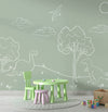 Papel de Parede Infantil Dino em Linhas Verde – Mural