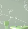 Papel de Parede Infantil Dino em Linhas Verde – Mural