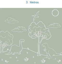 Papel de Parede Infantil Dino em Linhas Verde – Mural