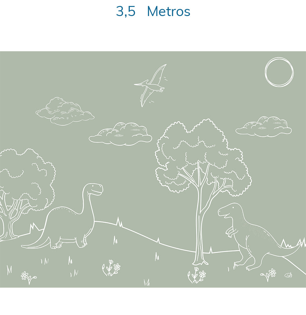 Papel de Parede Infantil Dino em Linhas Verde – Mural