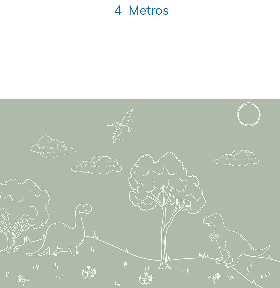 Papel de Parede Infantil Dino em Linhas Verde – Mural
