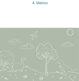 Papel de Parede Infantil Dino em Linhas Verde – Mural