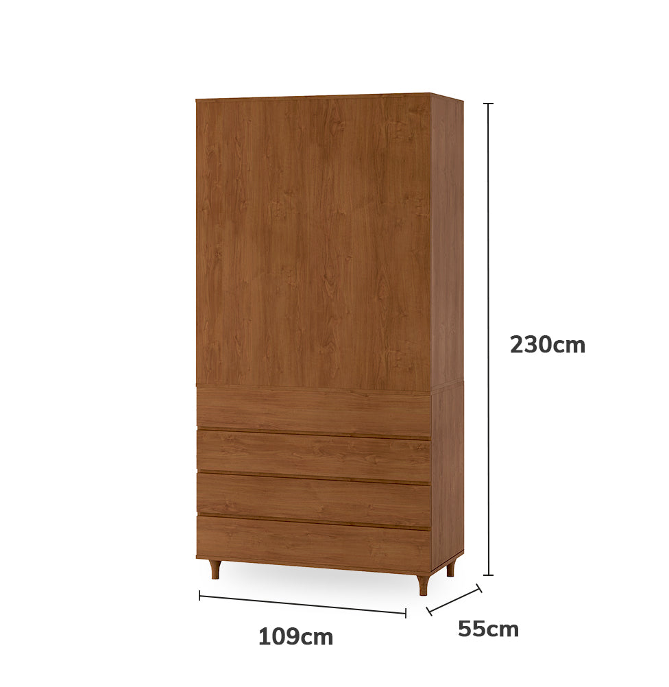 Guarda Roupa 2 em 1 Haus Nature Sem Palha - Freijó