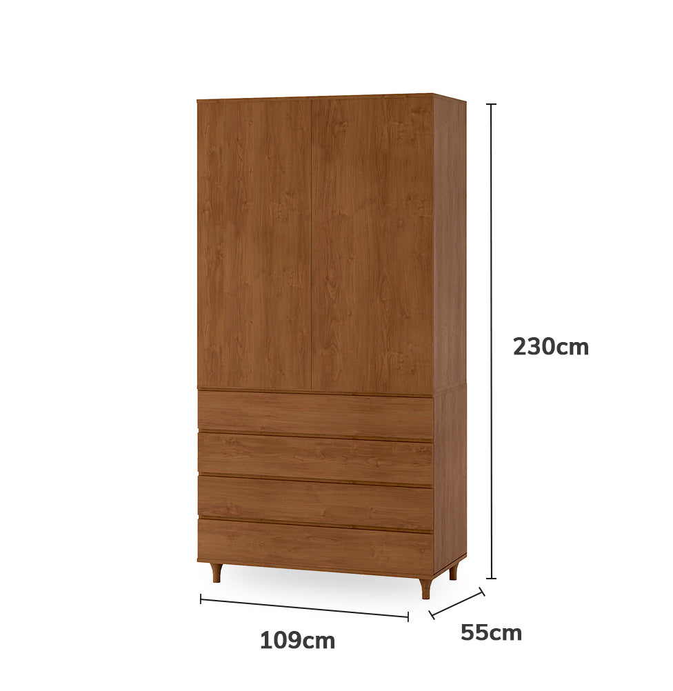 Guarda Roupa 2 em 1 Haus Nature Sem Palha - Freijó