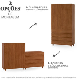 Guarda Roupa 2 em 1 Haus Nature Sem Palha - Freijó