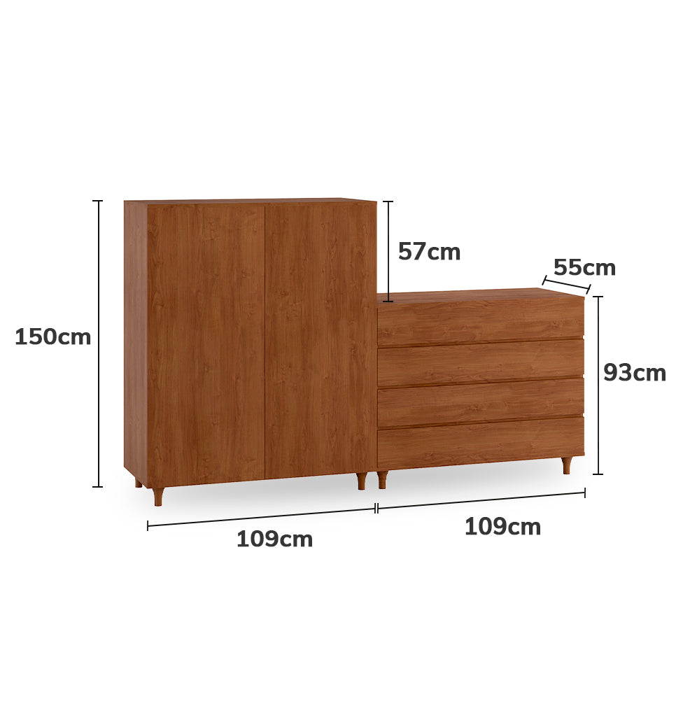 Guarda Roupa 2 em 1 Haus Nature Sem Palha - Freijó