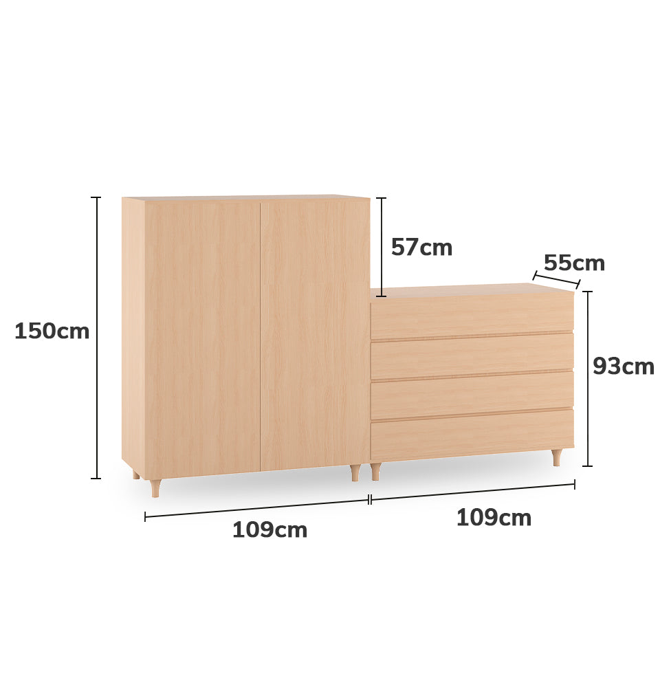 Guarda Roupa 2 em 1 Haus Nature Sem Palha - Carvalho