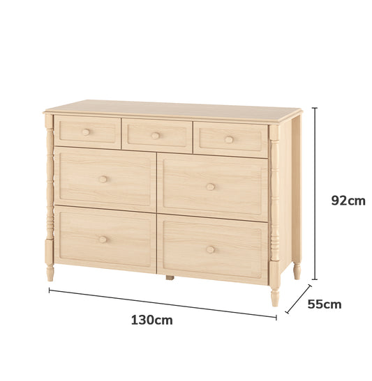 Cômoda de Bebê Monet 7 Gavetas 130cm - Carvalho