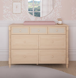 Cômoda de Bebê Monet 7 Gavetas com Palha130cm - Carvalho