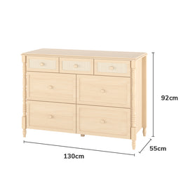 Cômoda de Bebê Monet 7 Gavetas com Palha130cm - Carvalho