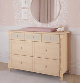 Cômoda de Bebê Monet 7 Gavetas com Palha130cm - Carvalho