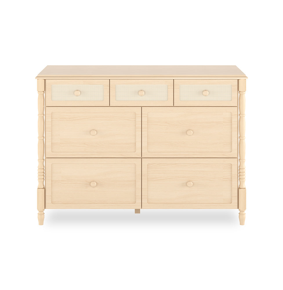 Cômoda de Bebê Monet 7 Gavetas com Palha130cm - Carvalho