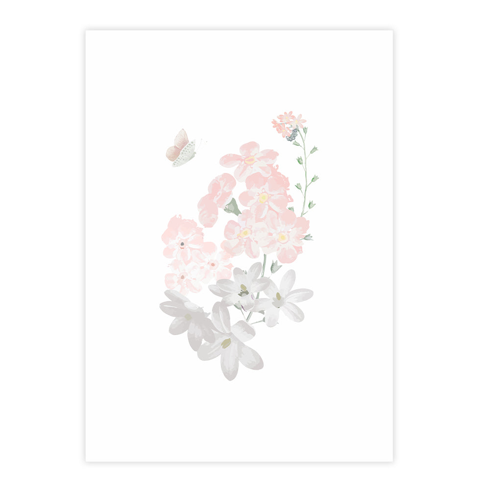 Quadro Infantil Buquê Liv Rosa - Vertical - Cor Única