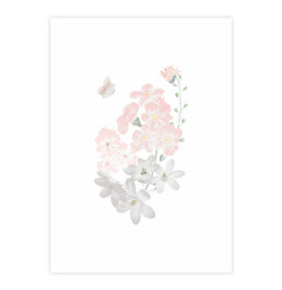 Quadro Infantil Buquê Liv Rosa - Vertical - Cor Única