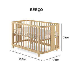 Berço Raika 3 em 1 - Carvalho