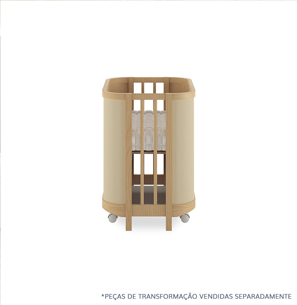 Berço Raika 3 em 1 Com Palha - Carvalho