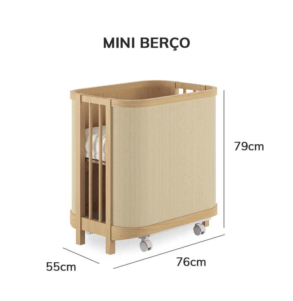 Berço Raika 3 em 1 Com Palha - Carvalho