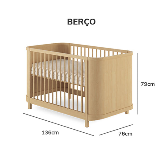 Berço Raika 3 em 1 Fechado - Carvalho