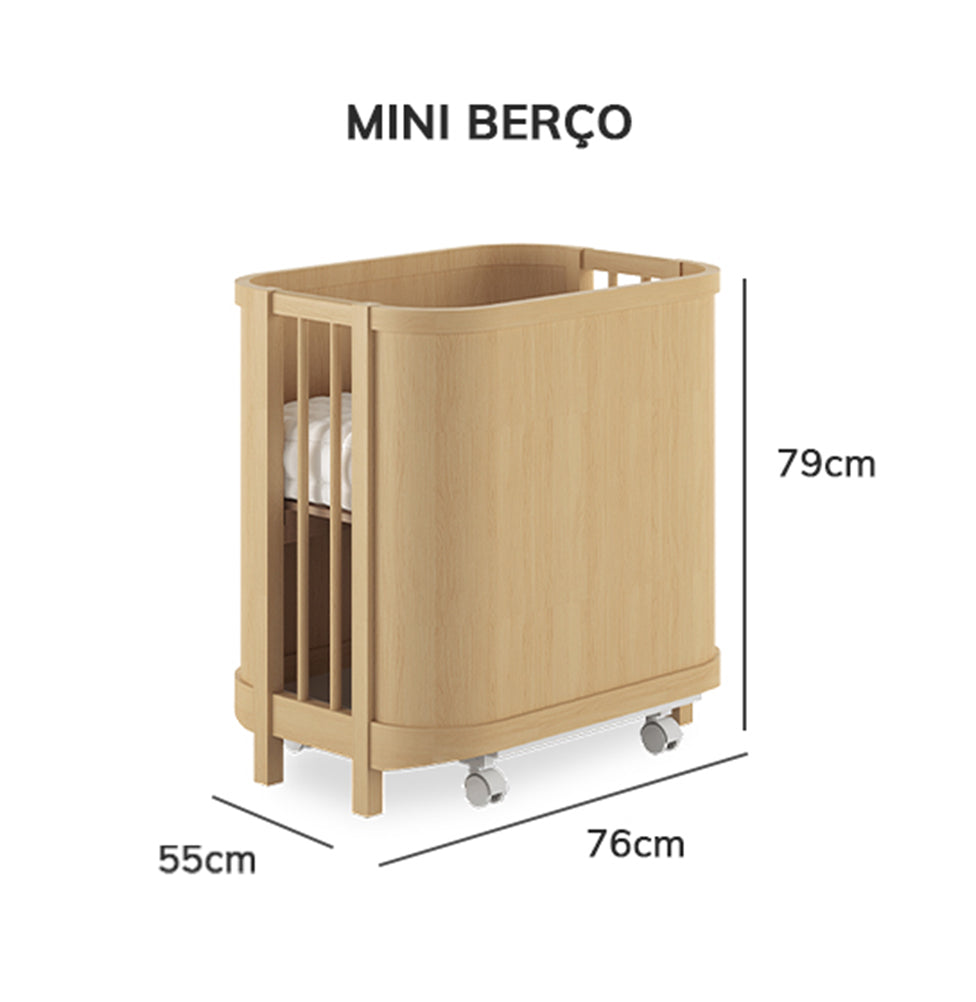 Berço Raika 3 em 1 Fechado - Carvalho