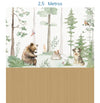Papel de Parede Infantil Animais na Floresta Verde e Madeira Carvalho – Mural
