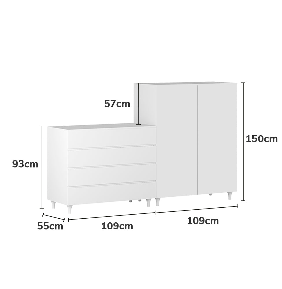 Guarda Roupa 2 em 1 Haus Nature Sem Palha - Branco