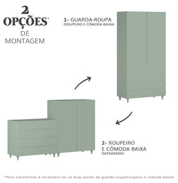 Guarda Roupa 2 em 1 Haus Nature Sem Palha - Verde