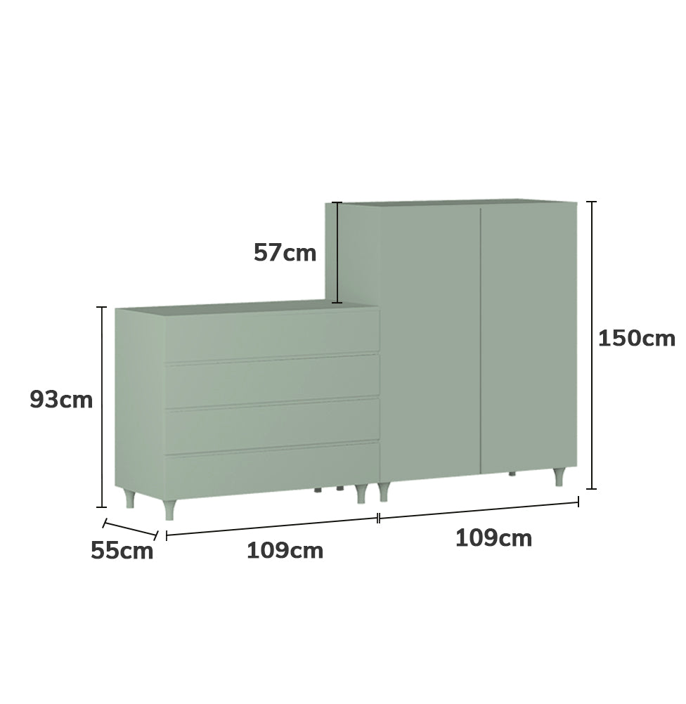 Guarda Roupa 2 em 1 Haus Nature Sem Palha - Verde