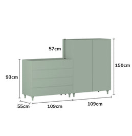 Guarda Roupa 2 em 1 Haus Nature Sem Palha - Verde