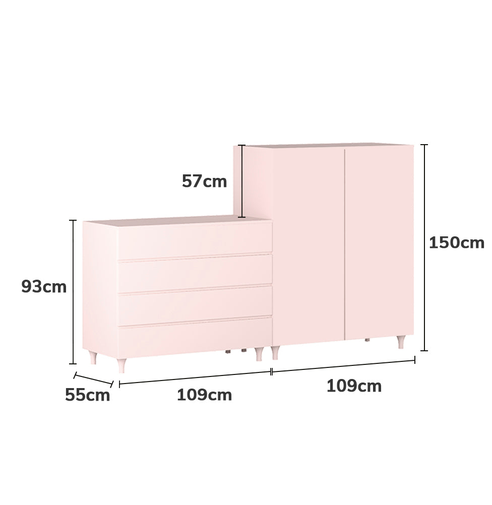 Guarda Roupa 2 em 1 Haus Nature Sem Palha - Rosa