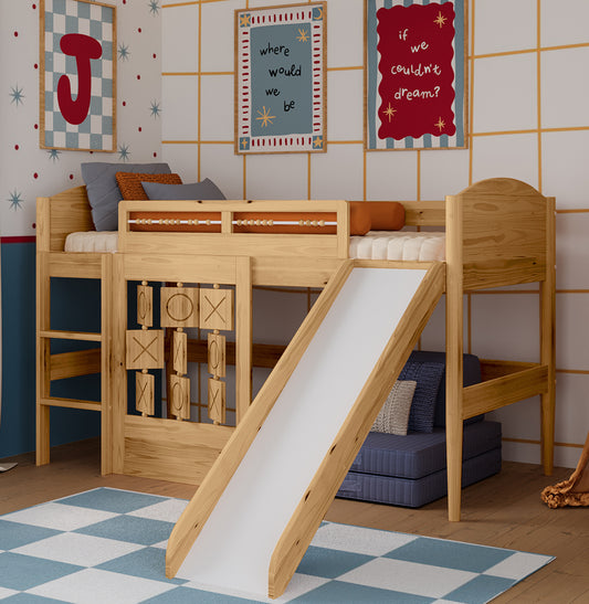 Cama Tris Mezanino Com Escorrega e Jogo da Velha - Carvalho