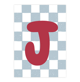 Quadro Infantil Quadriculado Azul Personalizado – Vertical