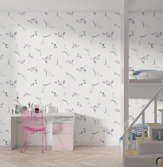 Papel de Parede infantil floral Maili Lilás