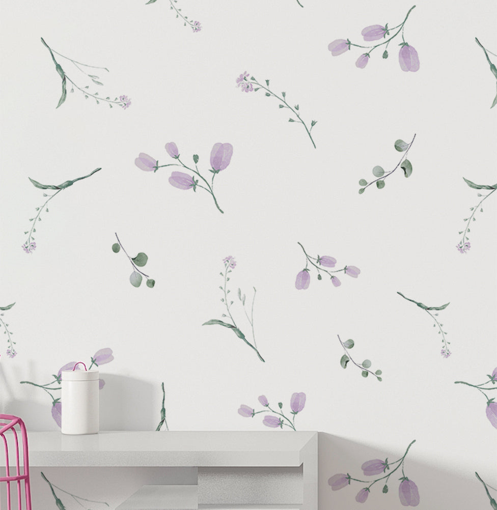 Papel de Parede infantil floral Maili Lilás