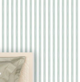 Papel de Parede Infantil Listra Média Aquarela Verde Malva