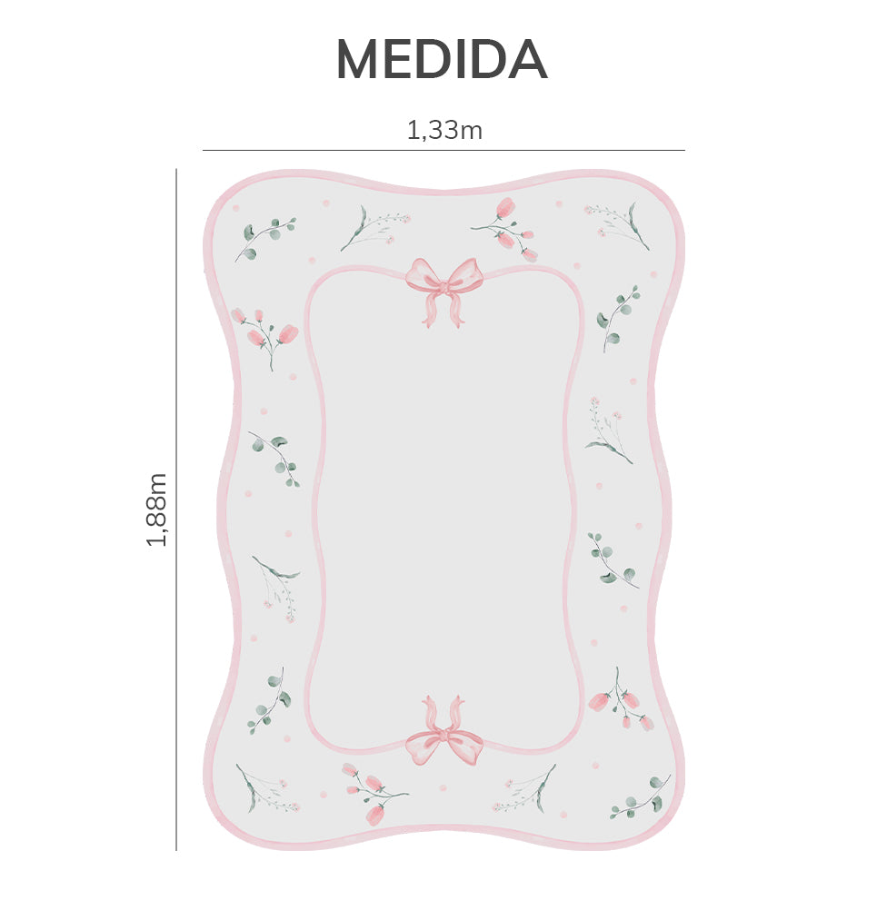 Tapete Infantil Floral Com Laço Rosa Playmat